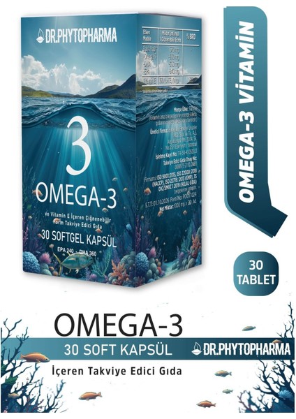 Dr. Phytopharma Omega-3 EPA DHA and Vitamin E - 30 softgels