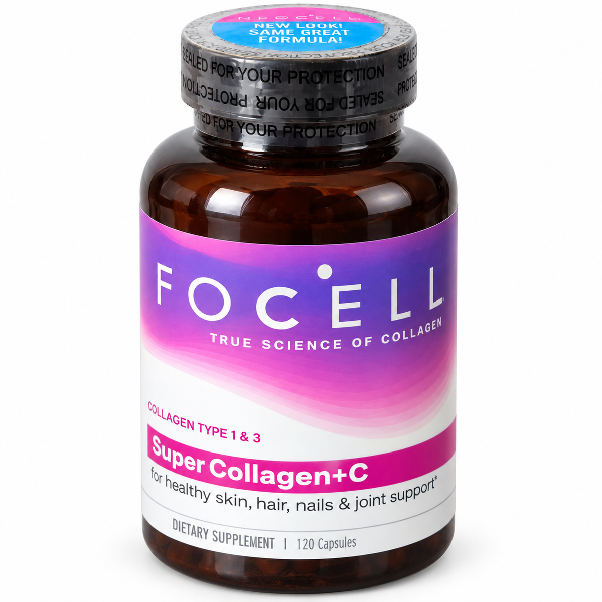FOCELL Collagen + C supplement bottle – professional product image