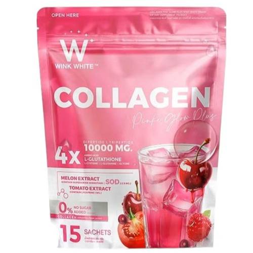 Wink White Collagen Pink Glow Plus supplement pouch